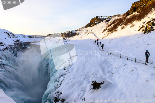 Image of Amazing Gullfoss waterfall in winter