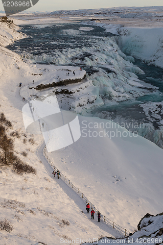 Image of Amazing Gullfoss waterfall in winter