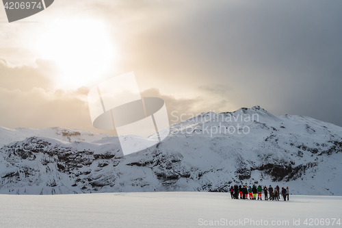 Image of Amazing Eyjafjallajokull glacier in Iceland during winter