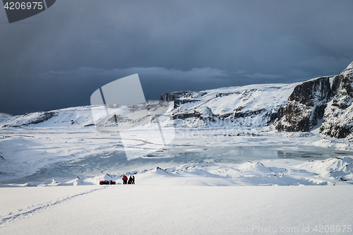 Image of Amazing Eyjafjallajokull glacier in Iceland during winter