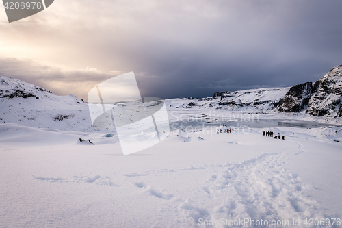 Image of Amazing Eyjafjallajokull glacier in Iceland during winter