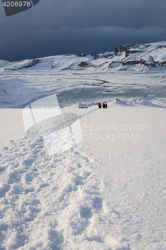Image of Amazing Eyjafjallajokull glacier in Iceland during winter