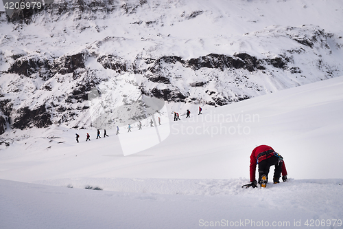 Image of Amazing Eyjafjallajokull glacier in Iceland during winter