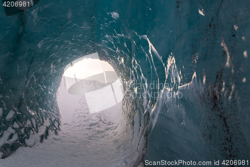 Image of Ice cave on Eyjafjallajokull glacier in Iceland 