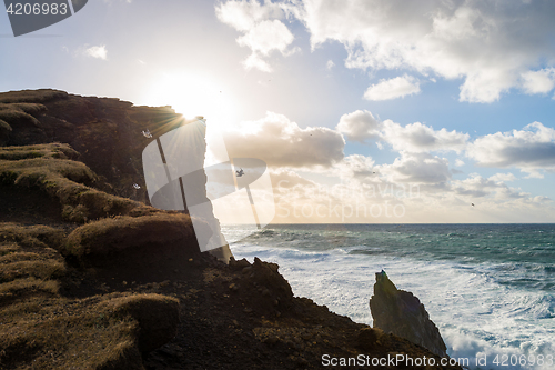 Image of Cliffs and ocean on Reykjanes peninsula in Iceland