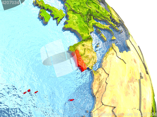 Image of Portugal on Earth in red