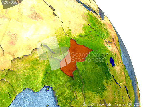Image of Central Africa on Earth in red