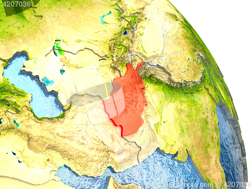 Image of Afghanistan on Earth in red