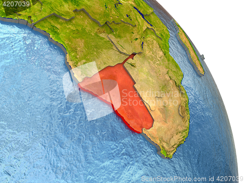 Image of Namibia on Earth in red