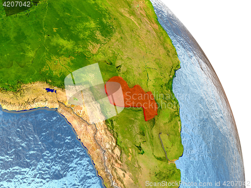 Image of Paraguay on Earth in red