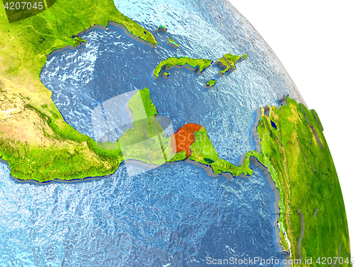 Image of Honduras on Earth in red