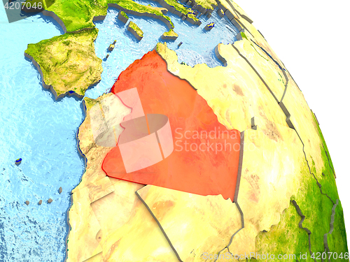 Image of Algeria on Earth in red