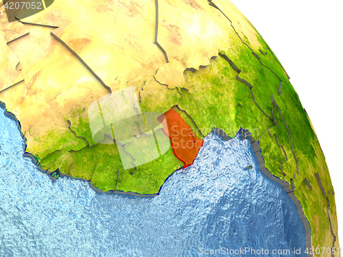 Image of Ghana on Earth in red
