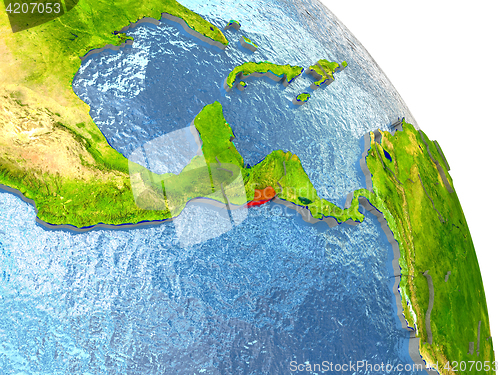 Image of El Salvador on Earth in red