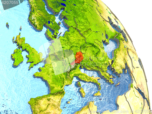 Image of Austria on Earth in red