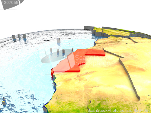 Image of Western Sahara on Earth in red