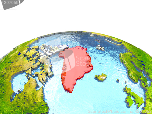 Image of Greenland on Earth in red