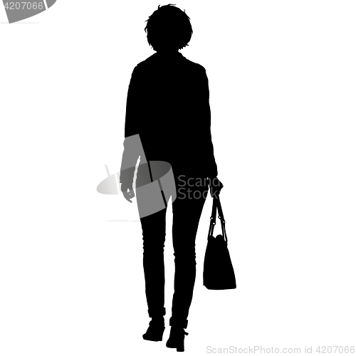 Image of Black silhouettes of beautiful woman on white background. illustration