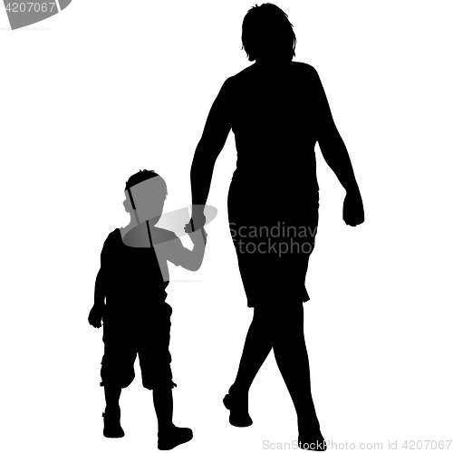 Image of Silhouette of happy family on a white background. illustration.