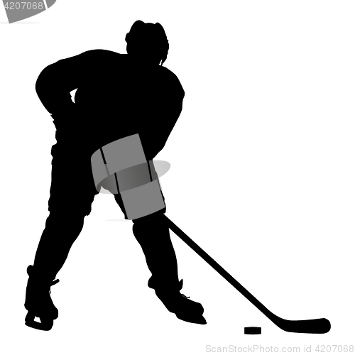 Image of Silhouette of hockey player. Isolated on white. illustrations