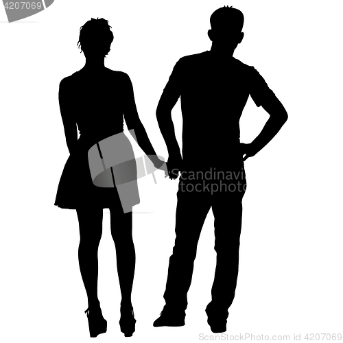 Image of Couples man and woman silhouettes on a white background. illustration