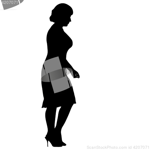 Image of Black silhouettes of beautiful woman on white background. illustration