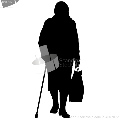 Image of Silhouette of disabled people on a white background. illustration