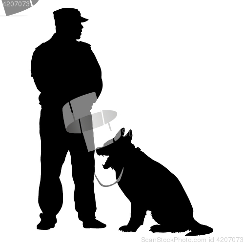 Image of Silhouette of people and dog. illustration