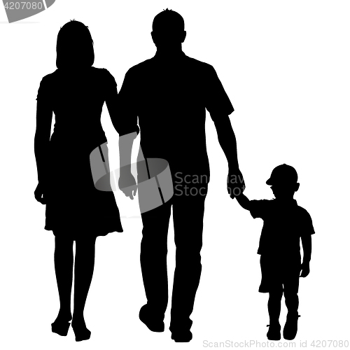 Image of Silhouette of happy family on a white background. illustration.