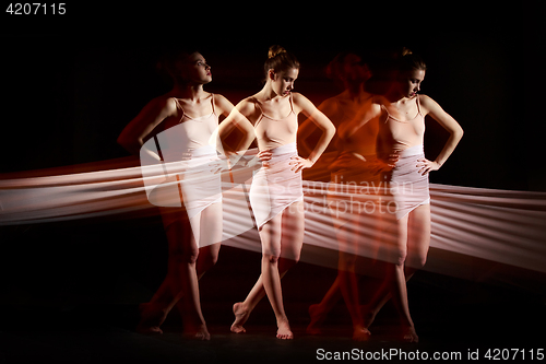 Image of The sensual and emotional dance of beautiful ballerina