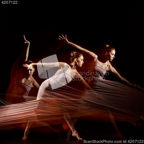 Image of The sensual and emotional dance of beautiful ballerina