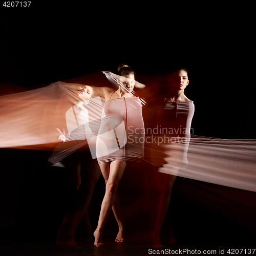 Image of The sensual and emotional dance of beautiful ballerina