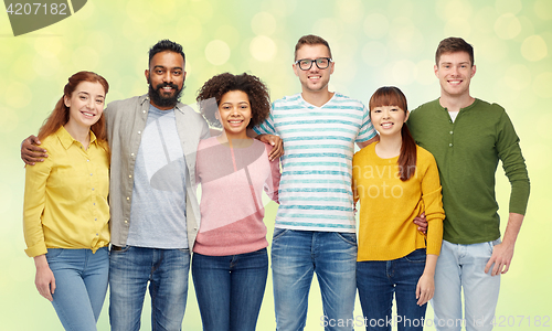 Image of international group of happy smiling people