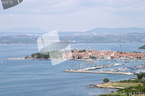 Image of Panoramic view of the tourist village and harbour of Portoroz (Portorose), Istria, Slovenia