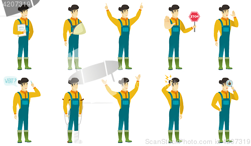 Image of Vector set of illustrations with farmer characters