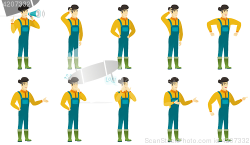 Image of Vector set of illustrations with farmer characters