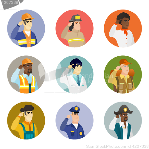 Image of Vector set of characters of different professions.