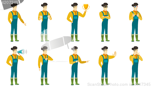 Image of Vector set of illustrations with farmer characters