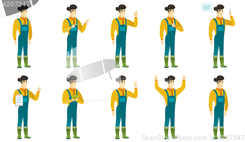 Image of Vector set of illustrations with farmer characters