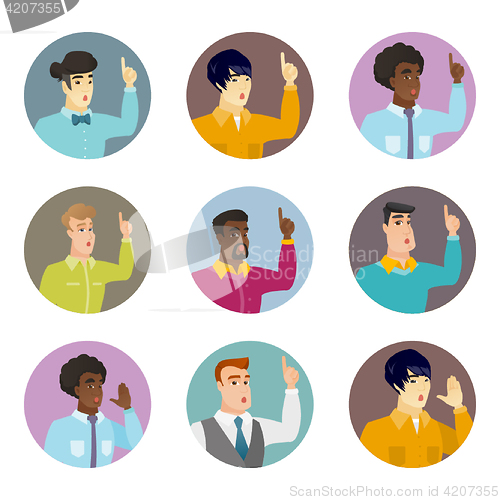 Image of Vector set of business characters in the circle.