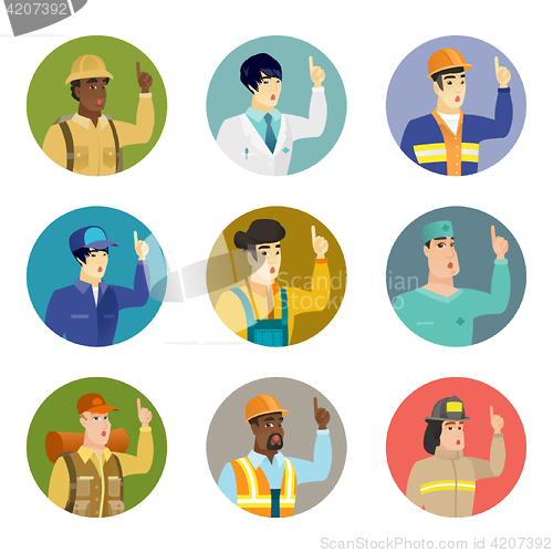 Image of Vector set of characters of different professions.