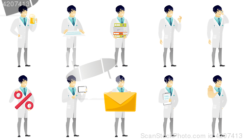 Image of Vector set of illustrations with doctor characters