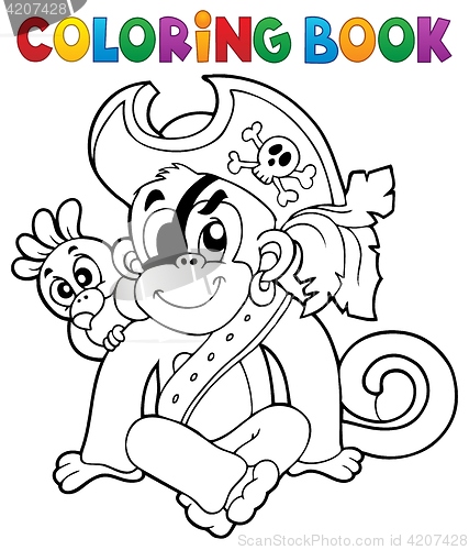 Image of Coloring book pirate monkey image 1