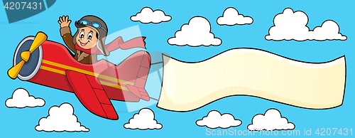 Image of Retro airplane with banner theme 4