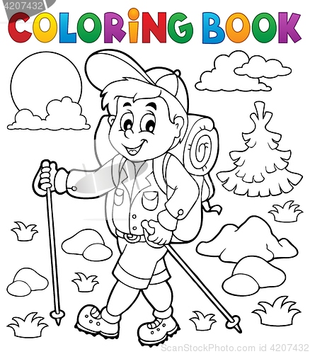 Image of Coloring book hiker outdoor