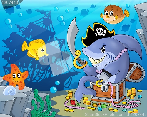 Image of Pirate shark with treasure theme 2