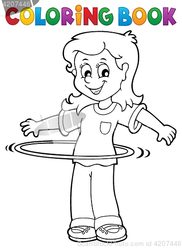 Image of Coloring book girl exercising 1