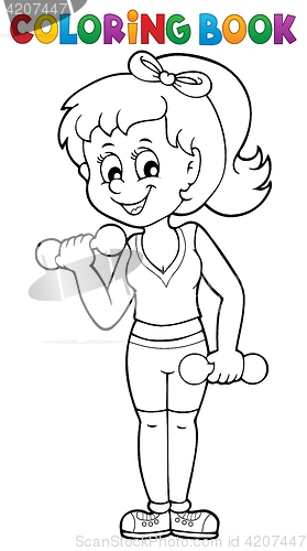 Image of Coloring book girl exercising 3