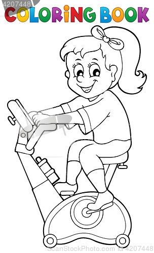 Image of Coloring book girl exercising 2
