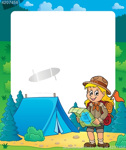 Image of Summer frame with scout girl theme 2